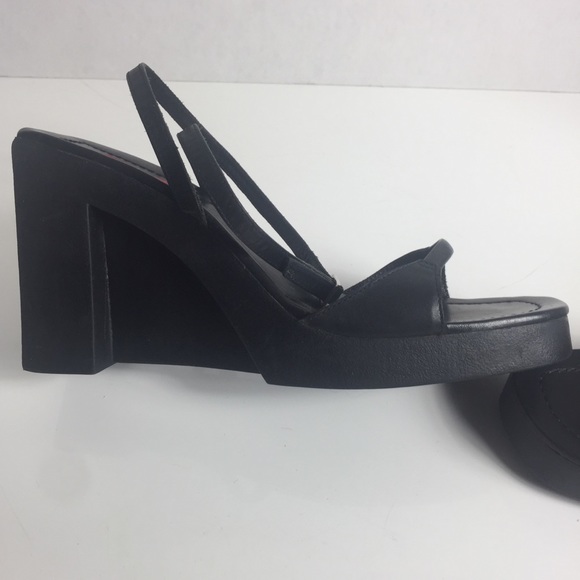BCBG Minimalist Black Leather Ankle Strap Heels - Picture 2 of 8